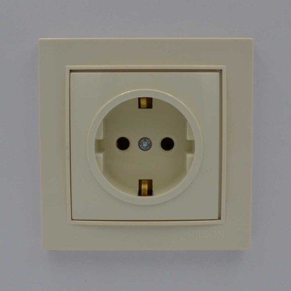 Розетка Nilson Thor кремова 1-на з заземленням ( 27121017 ) - фото №1