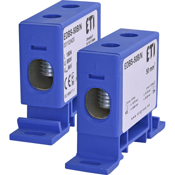 Распределительный блок ETI 001102420 EDBS-50B/N (150А 16-70мм²) - фото №1