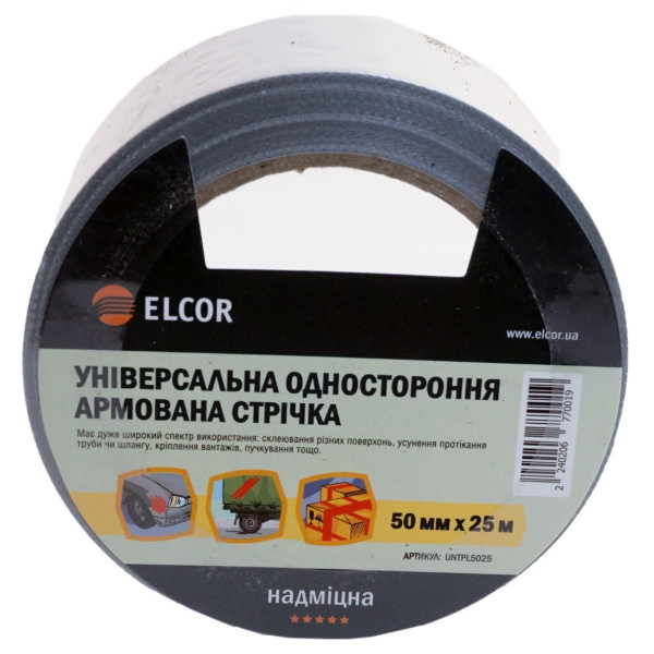 Универсальная армированная лента Elcor 40206770 UNTPL5025 50мм (25м) серая - фото №1