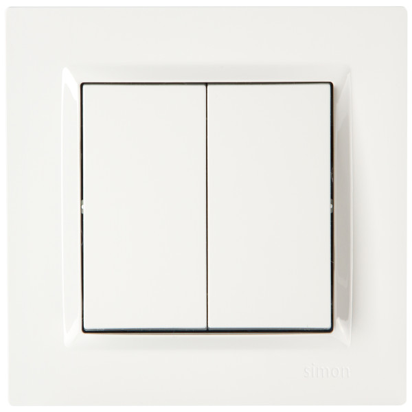 Вимикач двоклавішний Simon 10 білий - фото №2