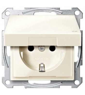 Механізм розетки SCHUKO з кришкою бежевий IP44 Merten, MTN2314-0344