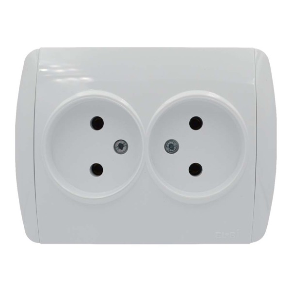 Розетка ELBI ZIRVE Fixline белая 2-я без заземления ( 501-010202-908 )