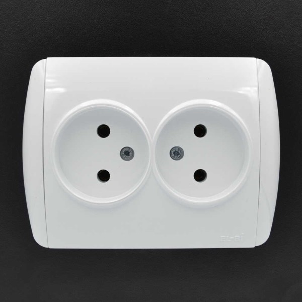 Розетка ELBI ZIRVE Fixline белая 2-я без заземления ( 501-010202-908 ) - фото №4