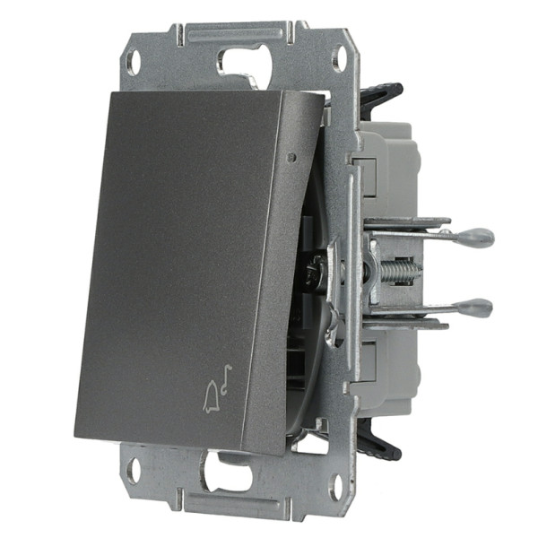 Выключатель кнопочный без рамки «Звонок» сталь Asfora, EPH0800162 - фото №1