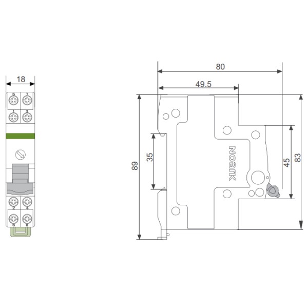 Выключатель нагрузки NOARK Ex9I40 2P 40A (101390) - фото №1