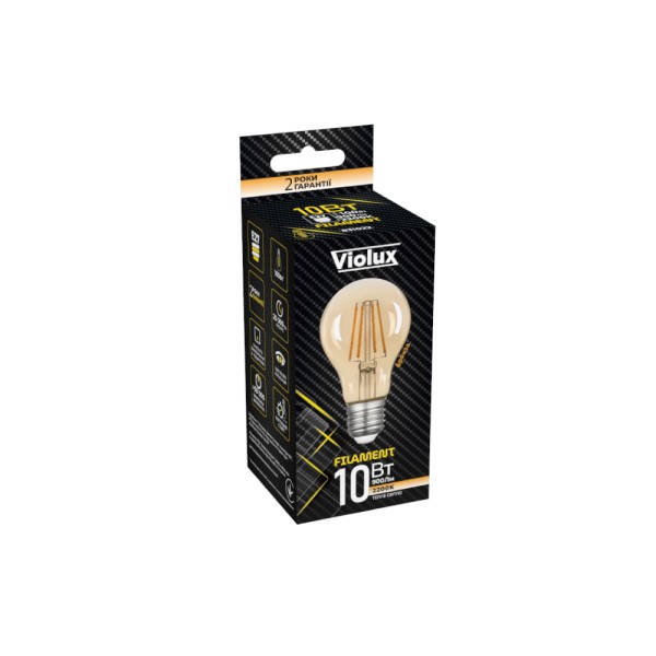 Лампа LED FILAMENT A60 10W E27 2200K VIOLUX ( 831022 ) - фото №4