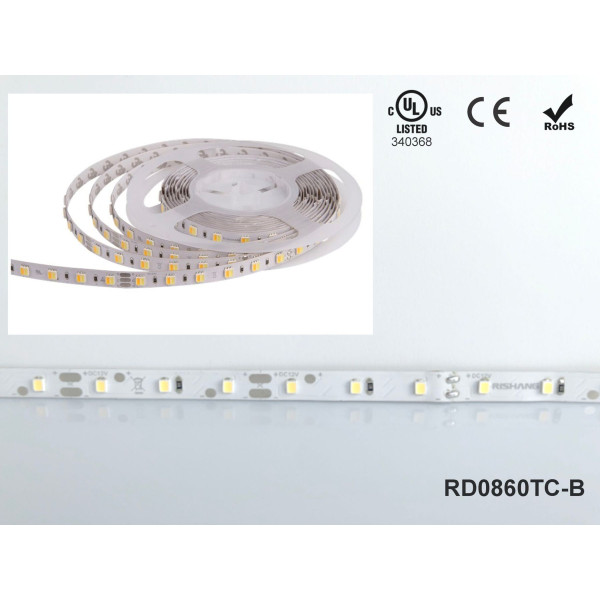 LED лента RISHANG 60-2835-24V-IP20 6W 530Lm 6500K 5м (RD0860TC-B-W) - фото №1
