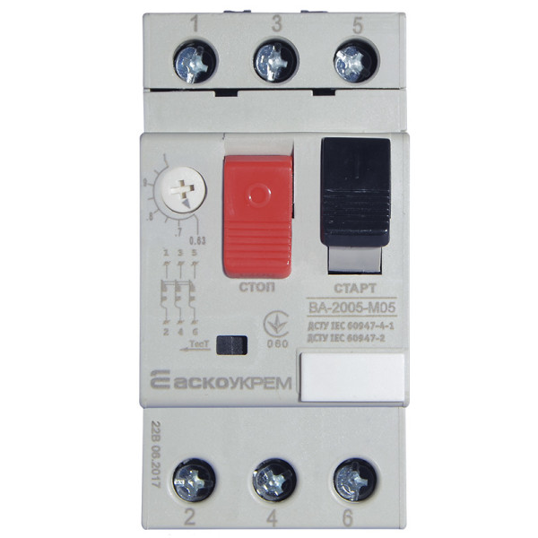 Автомат захисту двигуна Аско-Укрем ВА-2005 М05 0,63-1,0А (A0010050017) - фото №1