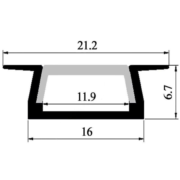LED-профиль врезной, 2 метра (ЛПВ6) - фото №1
