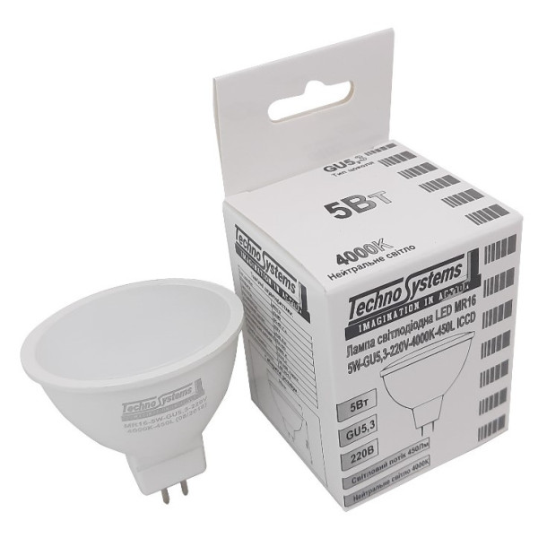 Светодиодная лампа TNSy LED MR16-5W-GU5.3-220V-4000K-450L ICCD (TNSy5000047) - фото №3