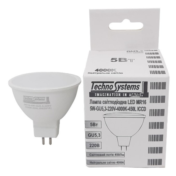 Светодиодная лампа TNSy LED MR16-5W-GU5.3-220V-4000K-450L ICCD (TNSy5000047) - фото №4