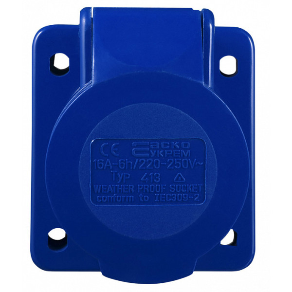 Силовой разъем Аско-Укрем ГВ 2Р+РЕ 16А/3 (413) (A0080030001) - фото №2