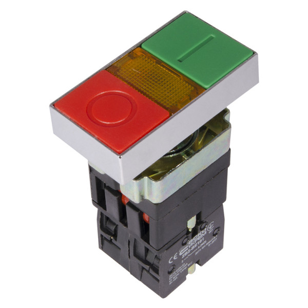 Двойная кнопка Аско-Укрем XB2-BW8375 с подсветкой «Старт/Стоп» (A0140010024) - фото №1