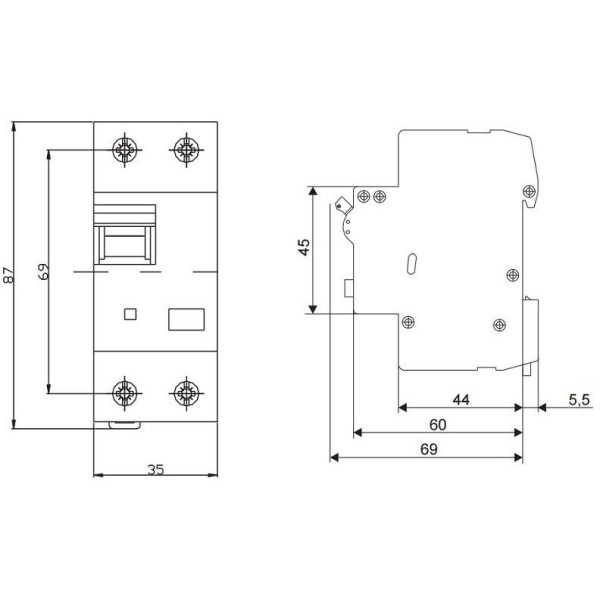 Диф автомат SEZ PFI2 C 6A/0,03A (PFI2C_6A/0,03A) - фото №1