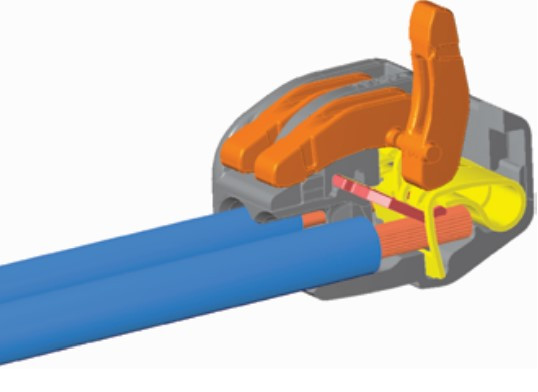 Клема на 2 проводи WAGO 222-412 з натискними важелями - фото №7