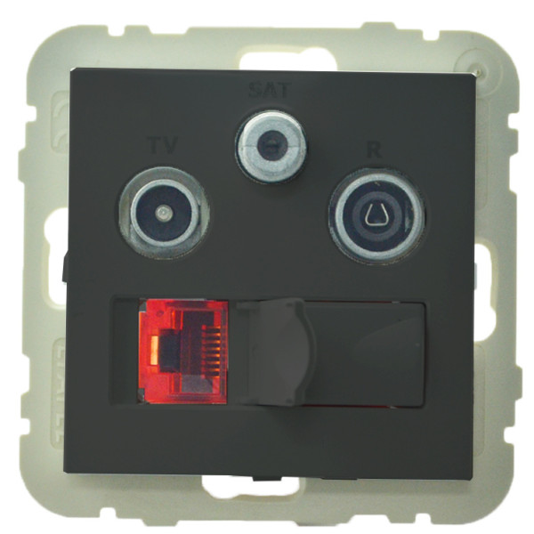 Розетка Logus 21544 TPM R-TV-SAT-RJ45 (Cat.6) (чорна матова)