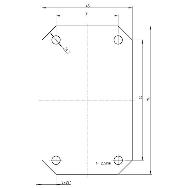 Монтажна пластина комбі боксу Spelsberg TK MPI-97 (74х45х2, 5мм) для TK 97 - фото №1