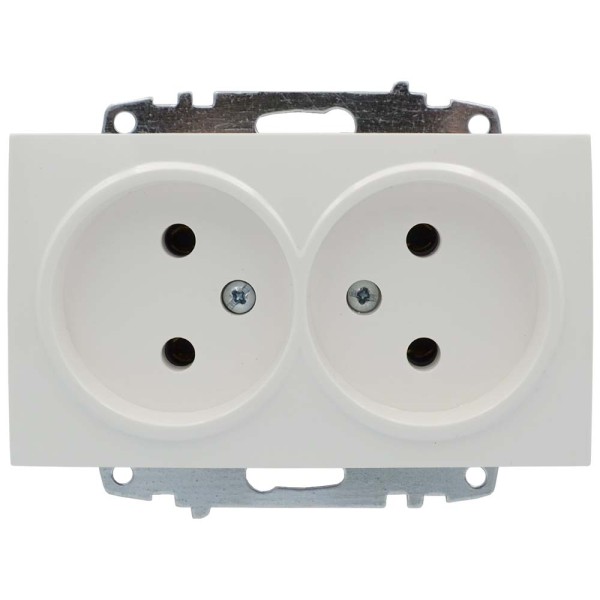 Розетка ELBI ZENA белая 2-я без заземления без рамки ( 609-010200-908 )