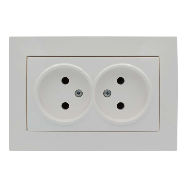 Розетка ELBI ZENA белая 2-я без заземления без рамки ( 609-010200-908 ) - фото №1