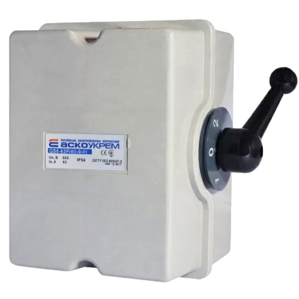 Рубильник Аско-Укрем QS5-63P/4 A0100010009 1-0-2 на 63А - фото №1