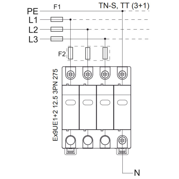 ПЗІП NOARK Ex9UE2 20 2 (C) 40кА 440В AC 3P+N (103367) - фото №2