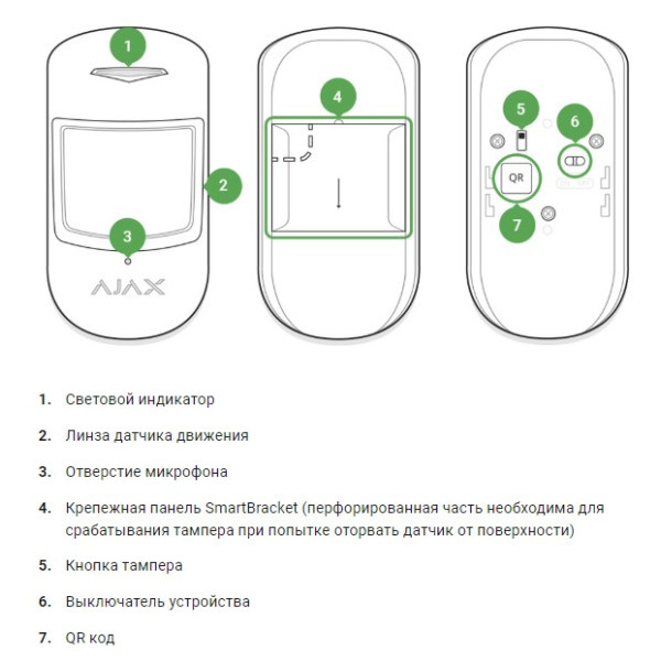 Беспроводной комбинированный датчик выявления движения и разбития Ajax 1134 CombiProtect (белый) - фото №6