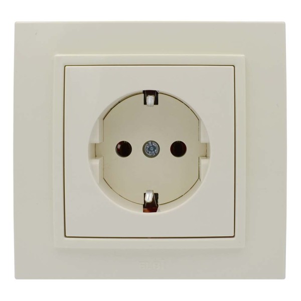 Розетка ZENA ELBI кремова 1-на з заземленням без рамки ( 609-010300-217 ) - фото №1