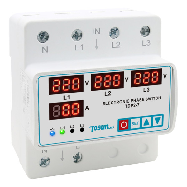 Реле вибору фаз та контролю напруги TOSUNlux TDP2-7 63А 3P+N (6931934238488)