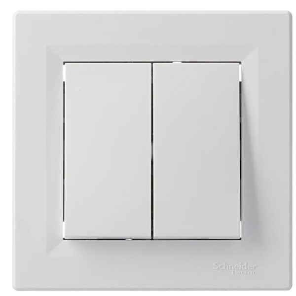 Перемикач 2-клавішний білий Asfora, EPH0600121