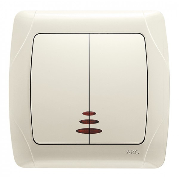 Вимикач 2-клавішний з підсвічуванням кремовий VIKO Carmen