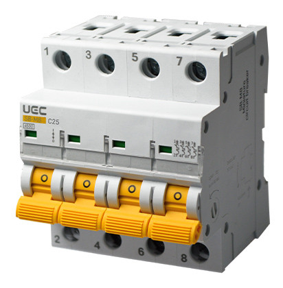 Автоматичний вимикач UEC SB-M8 4P 25A C 4,5кA (MCB45-4-025-C)