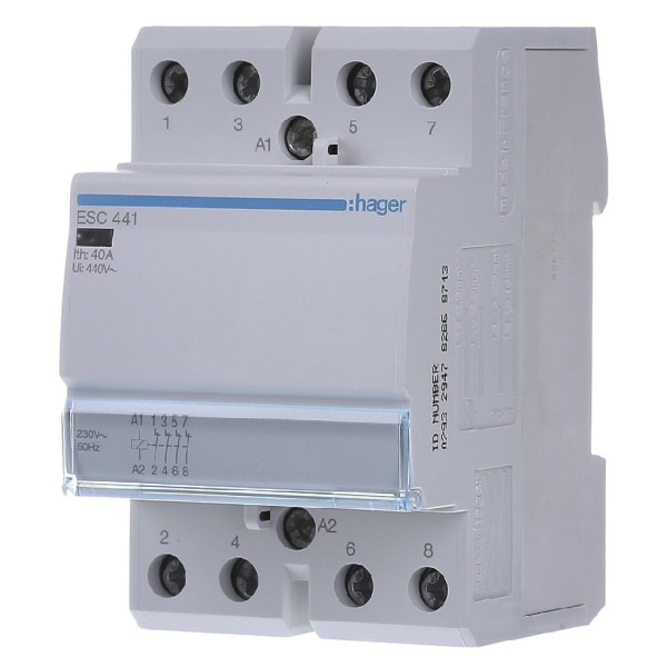 Контактор 40A ESC441 (4НЗ, 230В) 3м Hager