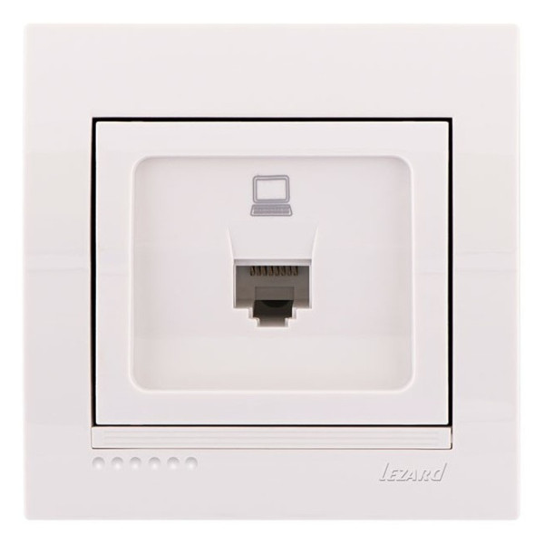Розетка компьютерная, белая, Deriy, Lezard