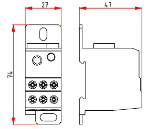 Блок відгалужувальних клем головної електричної лінії Schrack IKB01035 125А 1P (вхід 1×35мм² виходи 6×16мм²) - фото №1