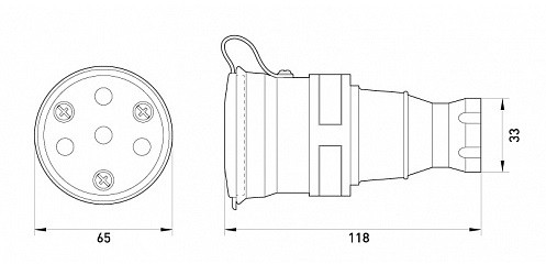 Силовой разъем на кабель E.Next e.socket.rubber.031.25 - фото №1