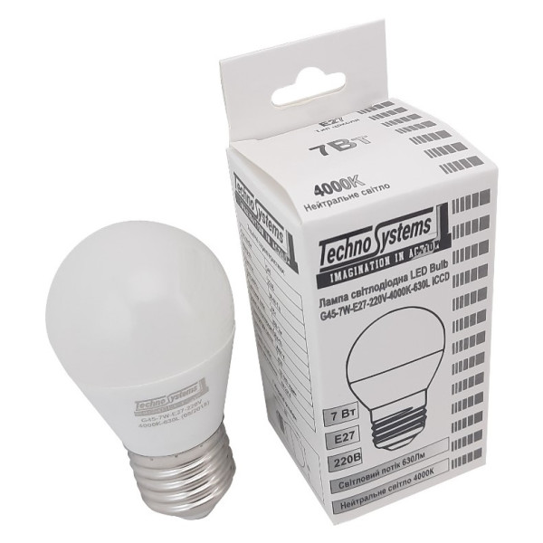 Світлодіодна лампа TNSyLED Bulb-G45-7W-E27-220V-4000K-740L GOLDEN (TNSy5000036) - фото №2