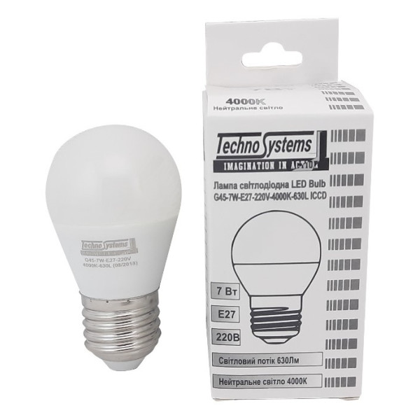 Світлодіодна лампа TNSyLED Bulb-G45-7W-E27-220V-4000K-740L GOLDEN (TNSy5000036) - фото №3