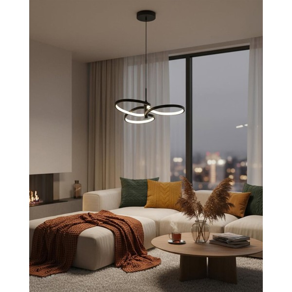 Підвісний світильник, люстра Goldlux 335975 Ribbon LED 1x25W 4000K 3700Lm IP20 чорний - фото №1