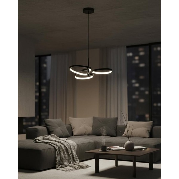 Підвісний світильник, люстра Goldlux 335975 Ribbon LED 1x25W 4000K 3700Lm IP20 чорний - фото №2