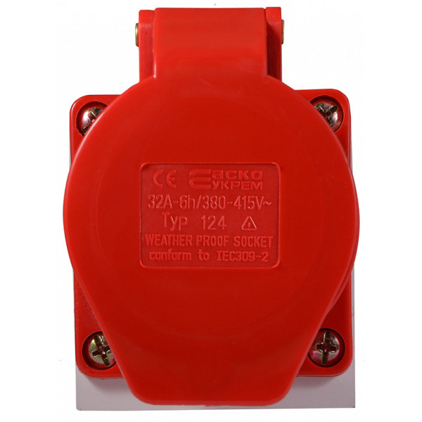 Силовой разъем Аско-Укрем ГC 3Р+РЕ 32А/4 (124) (A0080040005) - фото №1