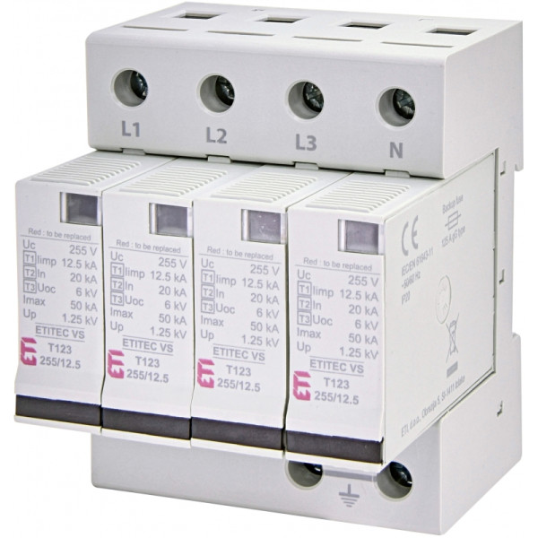 Ограничитель перенапряжения Eti ETITEC VS T123 255/12,5 4+0 (2442924)