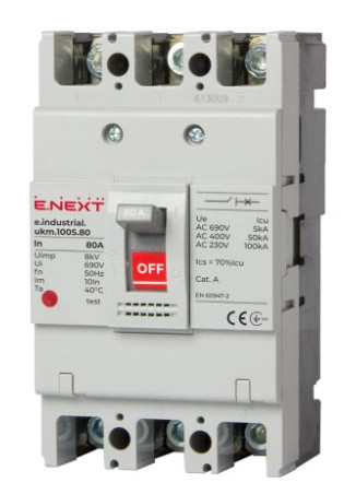 Силовой автоматический выключатель E.Next e.industrial.ukm.100S.80 3р 80А (i0010005)