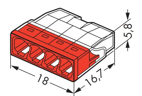 Клемма на 4 провода WAGO 2273-244 (24А/0,5 - 2,5 mm2) с пастой - фото №3