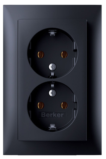 Двойная розетка Berker S.1 47741606 с заземлением (антрацит)