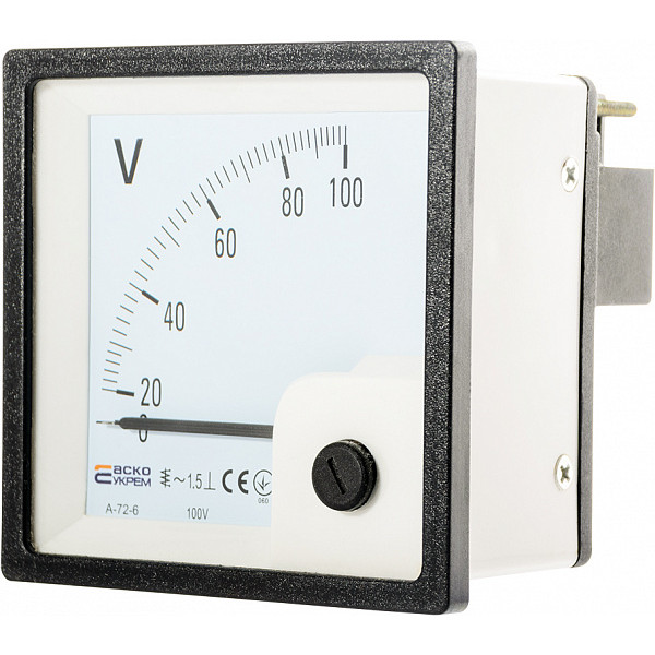 Вольтметр Аско-Укрем 30А 100В АС 72х72мм (A-72-6) (A0190010064) - фото №1