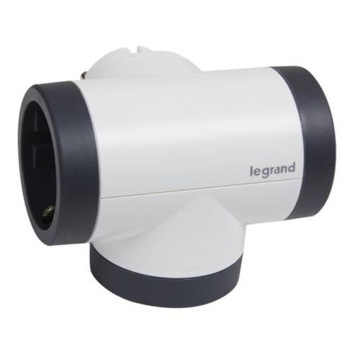 Поворотний блок «преміум» на 3 бічні розетки Legrand білий/чорний - фото №1