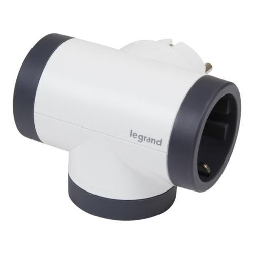 Поворотний блок «преміум» на 3 бічні розетки Legrand білий/чорний - фото №2