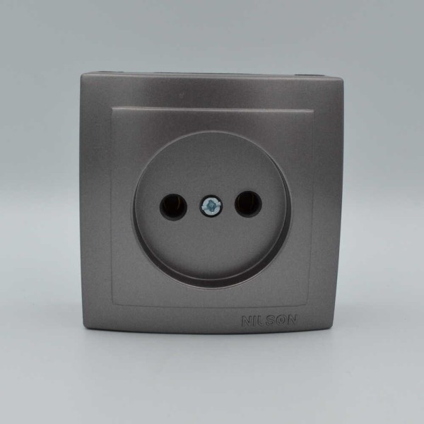 Розетка Nilson Themis антрацит 1-на без заземлення ( 26161015 ) - фото №1
