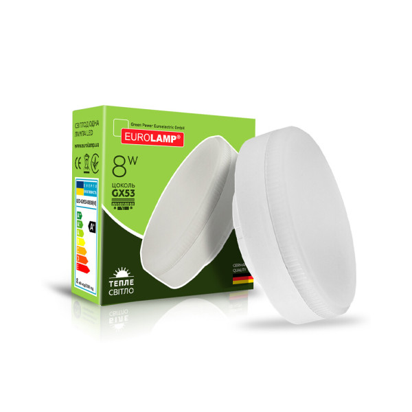 Світлодіодна лампочка Eurolamp LED-GX53-0830(N) ECO GX53 8W 3000K 560Lm Біла