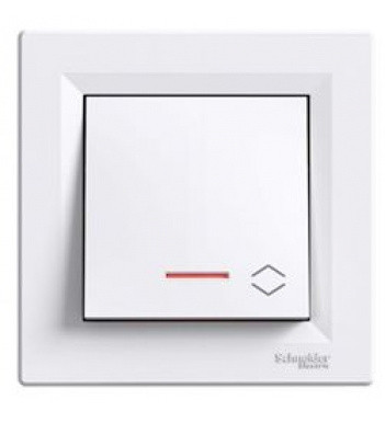 Перемикач 1-клавішний з підсвічуванням білий Asfora, EPH1500121